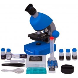 Bresser Детский микроскоп 40x-640x (синий) с экспериментальным комплектом детское оптическое устройство