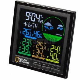 NATIONAL GEOGRAPHIC VA colour LCD Weather Station ar trīs sensoriem laika stacija