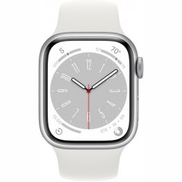 APPLE Watch Series 8 GPS 41mm Silver Aluminium Case with White Sport Band sporta pulkstenis