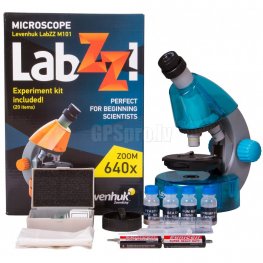 Levenhuk Mikroskops Bērniem ar Eksperimentālo Komplektu K50 LabZZ M101 Debesu Zilā Krāsā 40x-640x bērnu optiskā ierīce