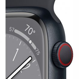 APPLE Watch Series 8 GPS + Cellular 45mm Midnight Aluminium Case with Midnight Sport Band sporta pulkstenis