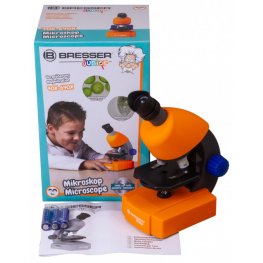 Bresser Junior Mikroskops BIO 40x-640x (oranža) bez eksperimentāla komplekta bērnu optiskā ierīce